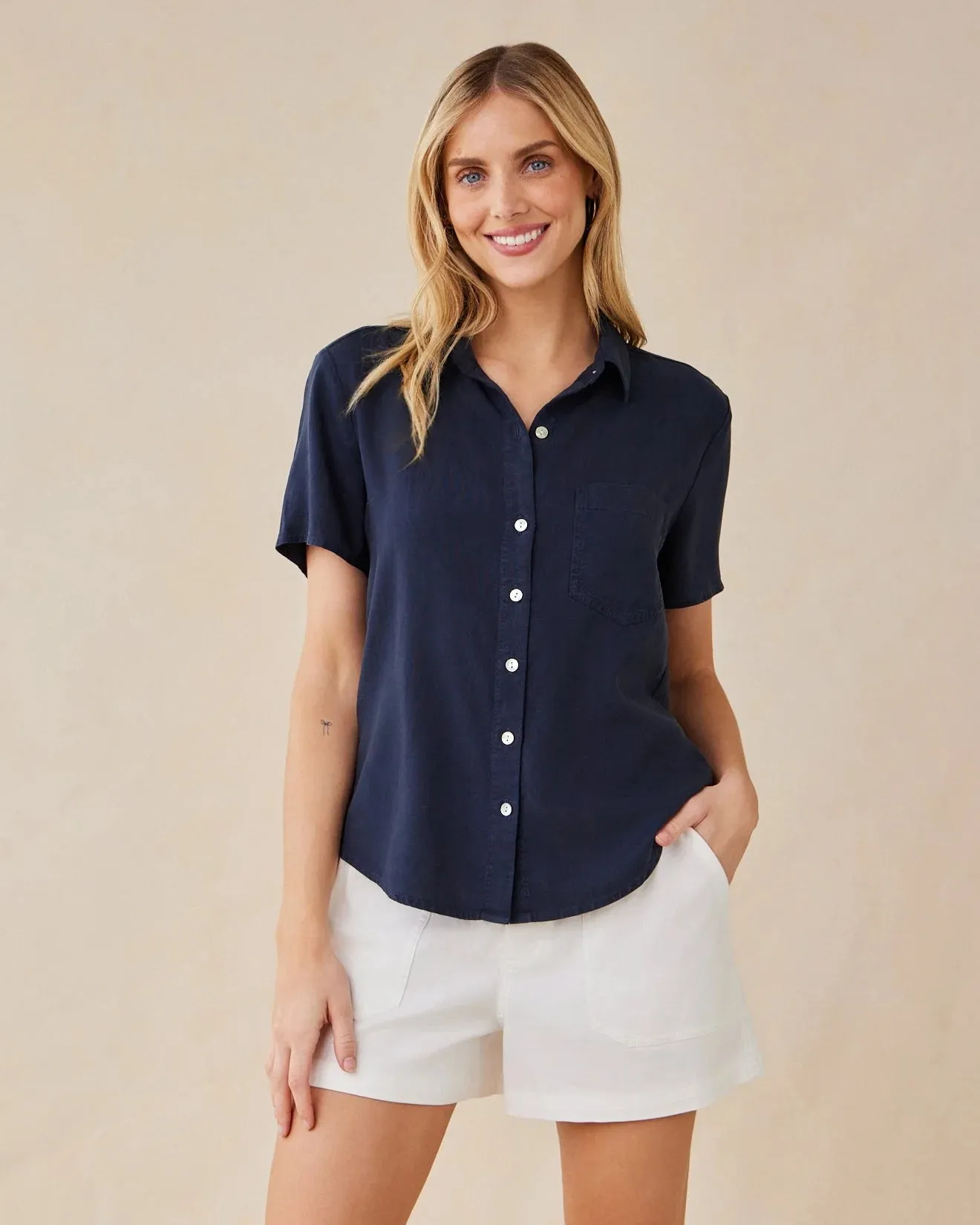 Short Sleeve Pocket Button Down - Endless Sea