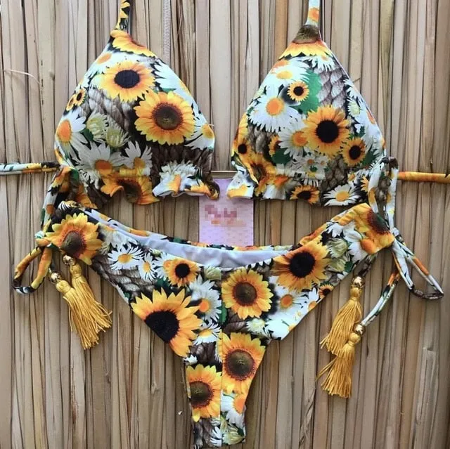 Sporty Stamp Push-Up Padded Swimsuit