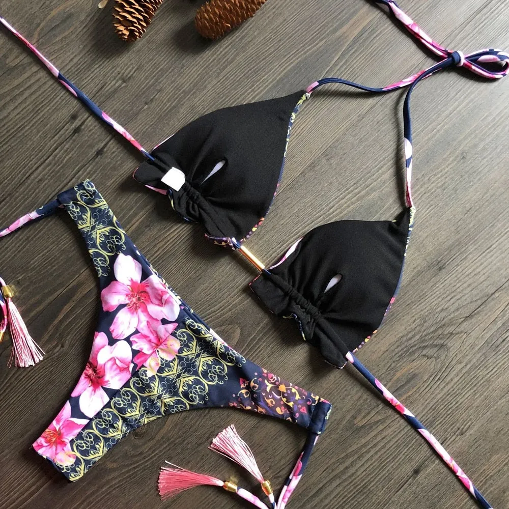 Sporty Stamp Push-Up Padded Swimsuit
