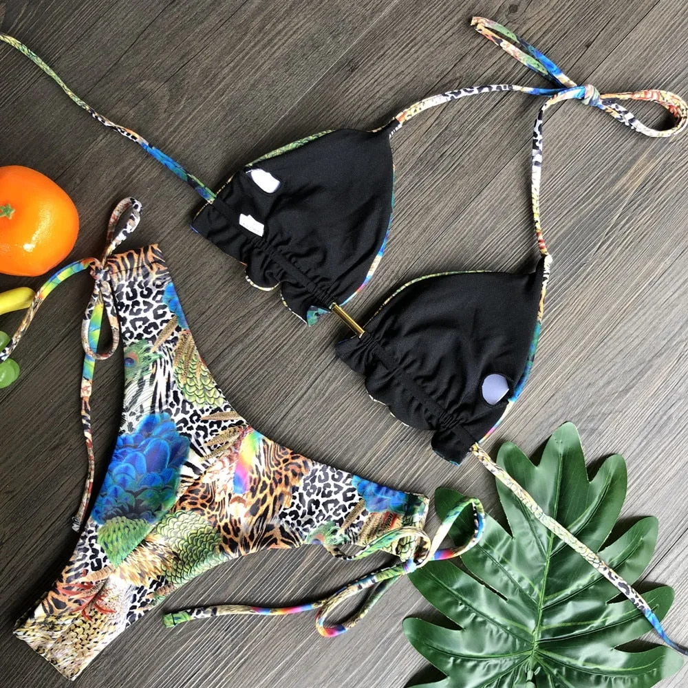 Sporty Stamp Push-Up Padded Swimsuit