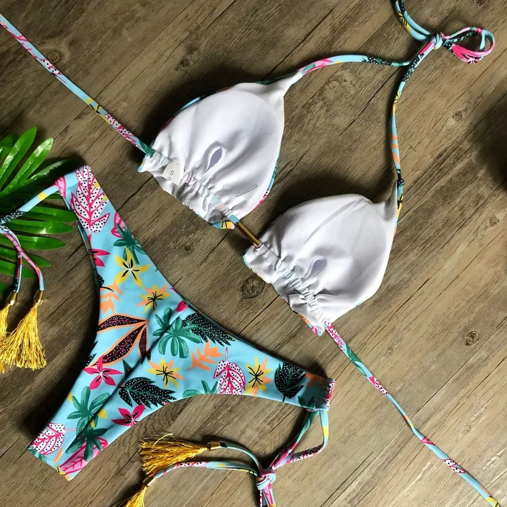 Sporty Stamp Push-Up Padded Swimsuit