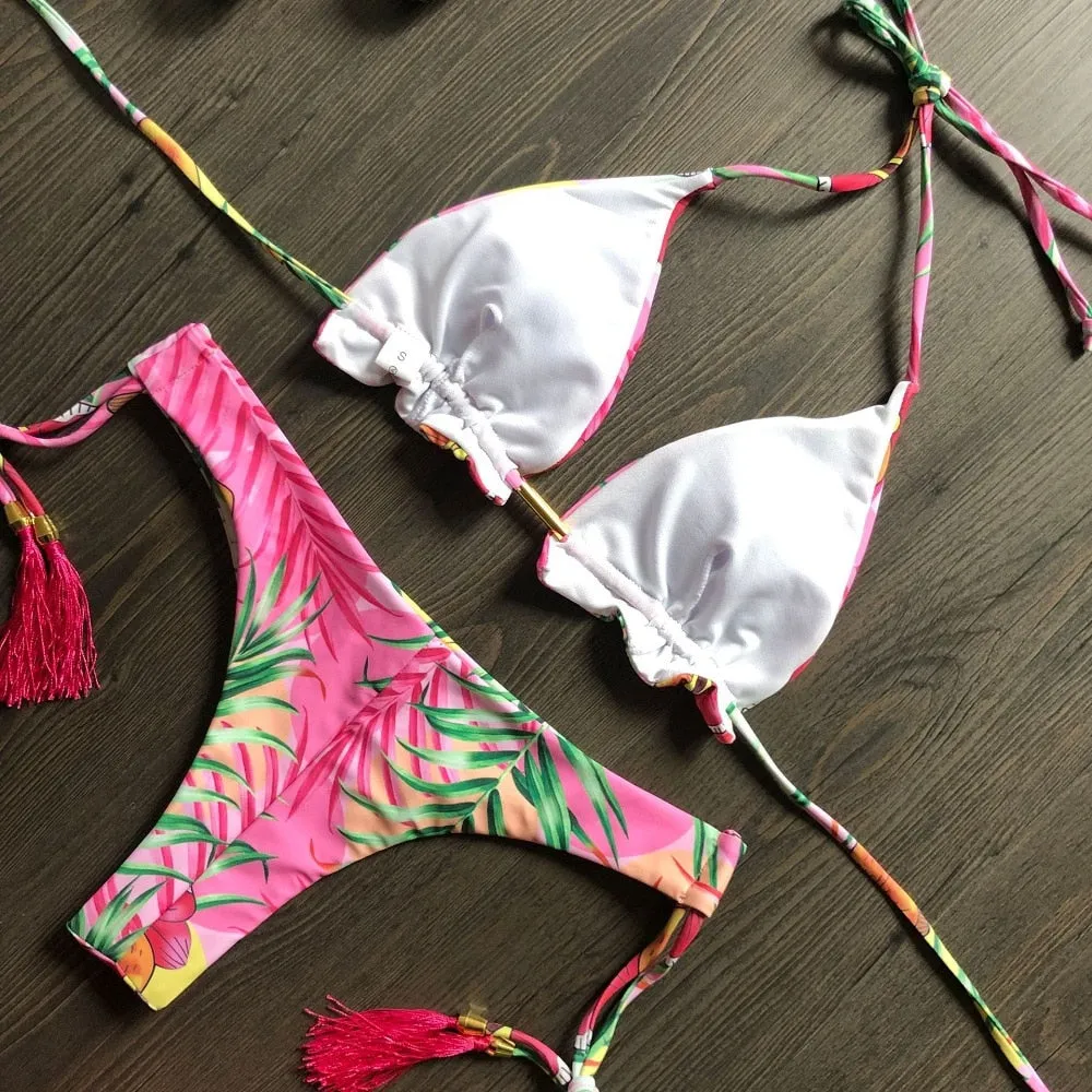 Sporty Stamp Push-Up Padded Swimsuit