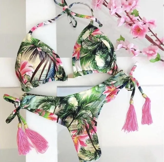 Sporty Stamp Push-Up Padded Swimsuit