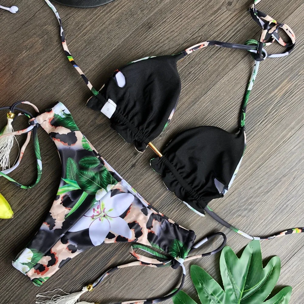 Sporty Stamp Push-Up Padded Swimsuit