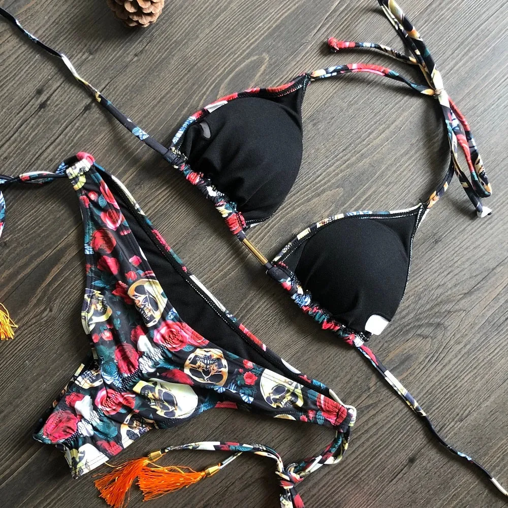 Sporty Stamp Push-Up Padded Swimsuit