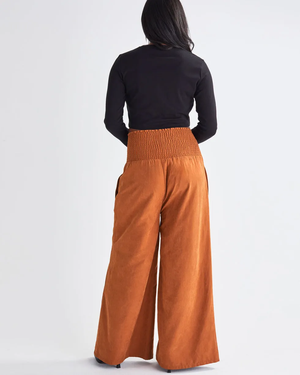 'Stacie' Vegan-Suede Maternity Pants - Honey