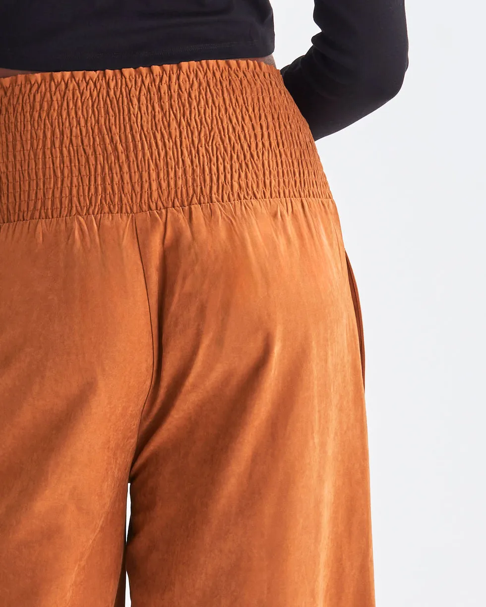 'Stacie' Vegan-Suede Maternity Pants - Honey