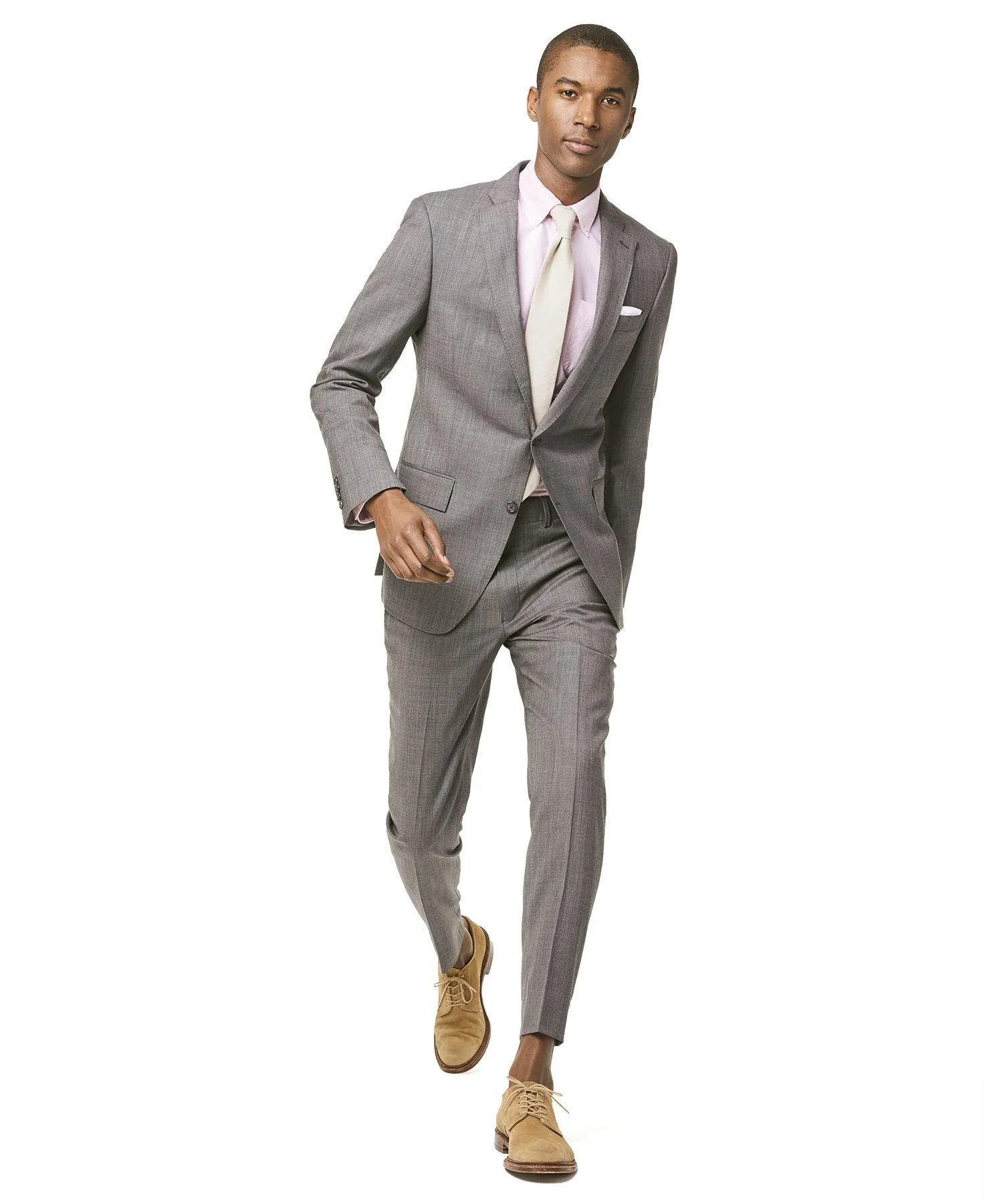 Sutton Stretch Tropical Wool Suit Jacket In Light Charcoal