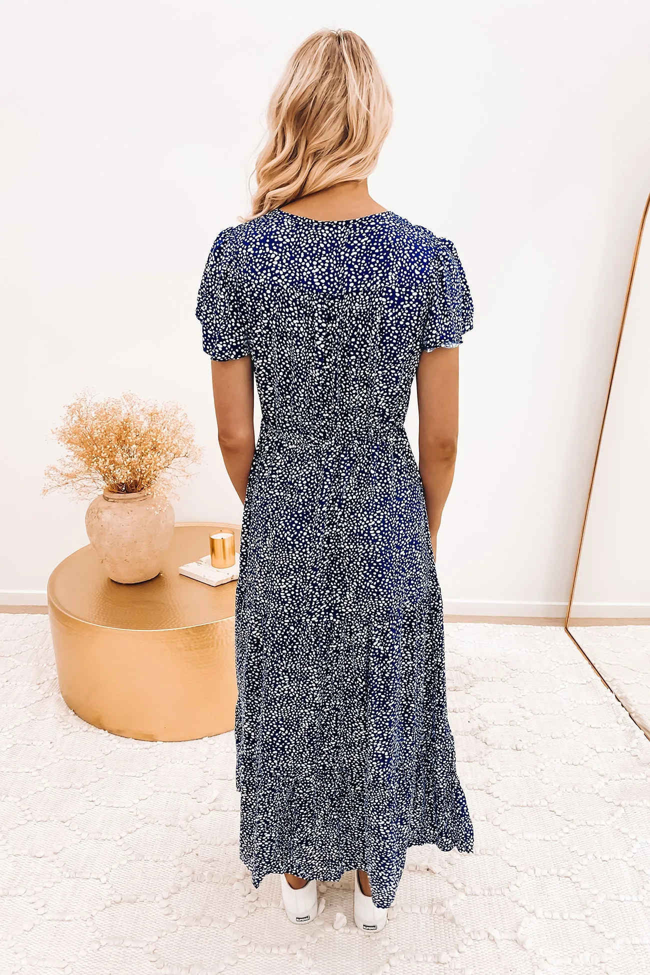 Wanda Midi Dress Navy Spot