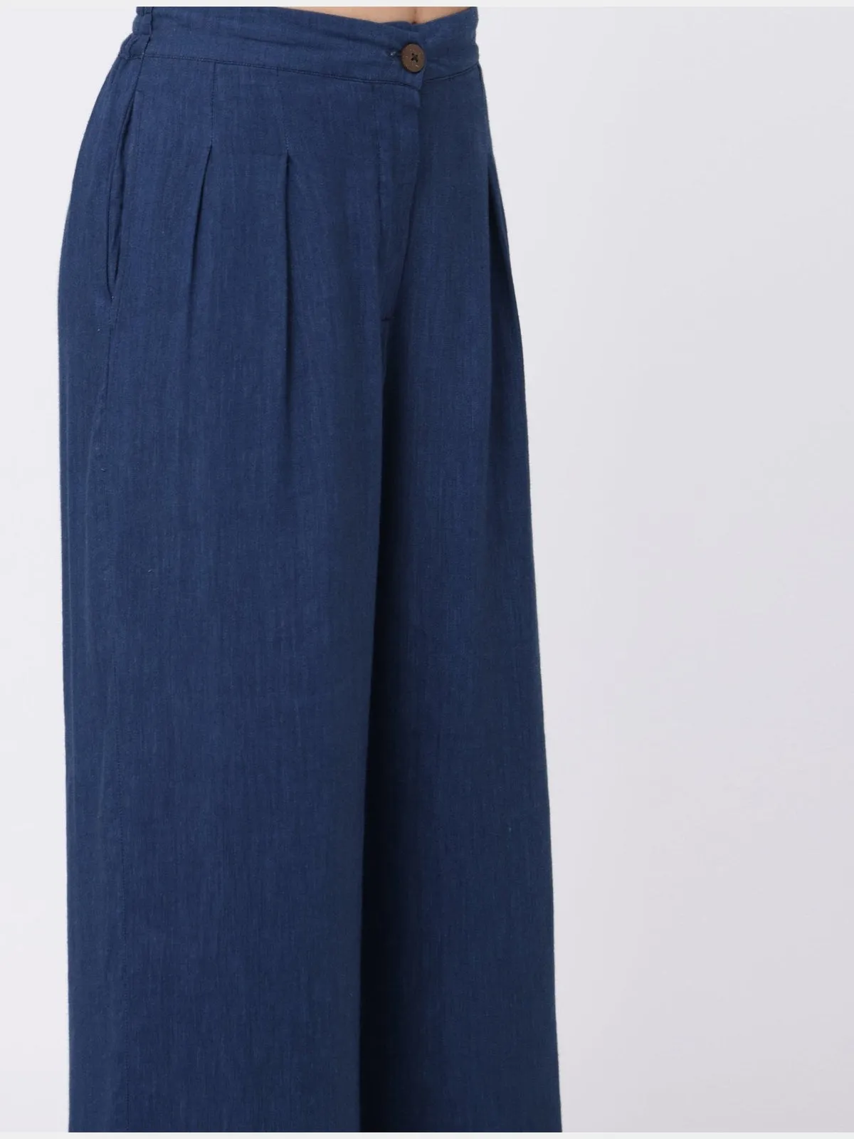 Women Tencel Solid Pleated front Trousers