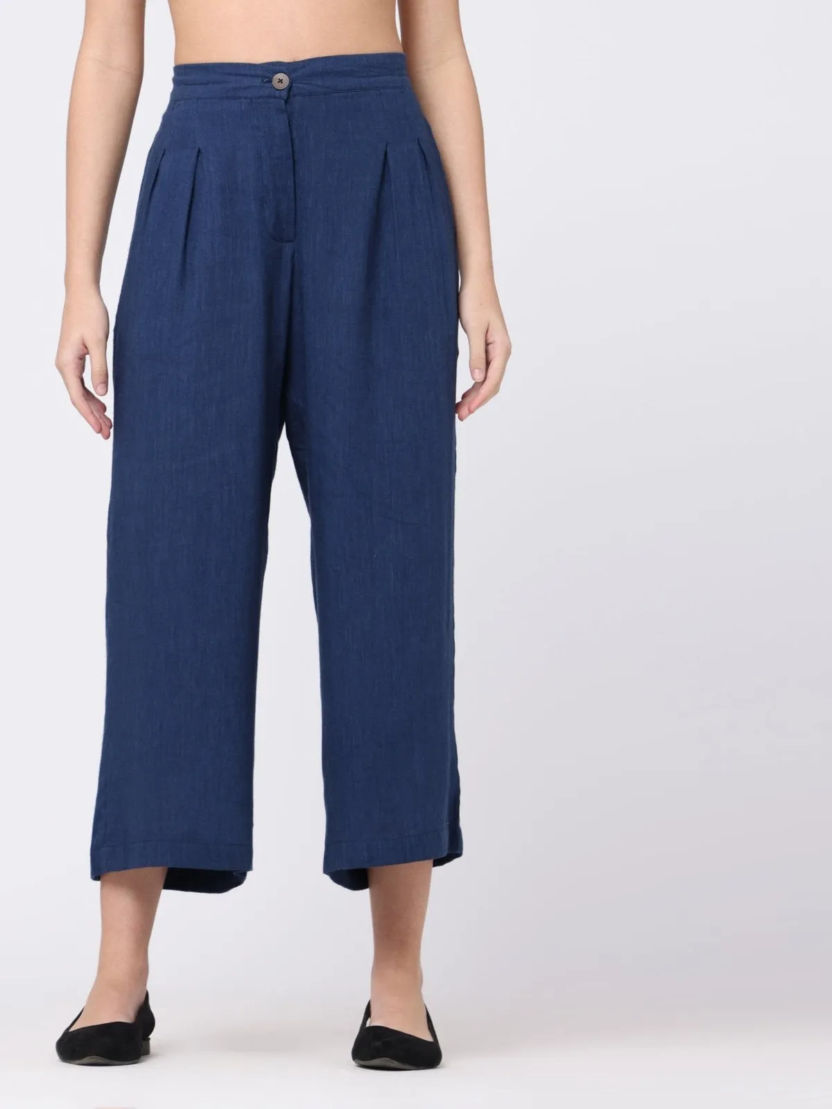Women Tencel Solid Pleated front Trousers